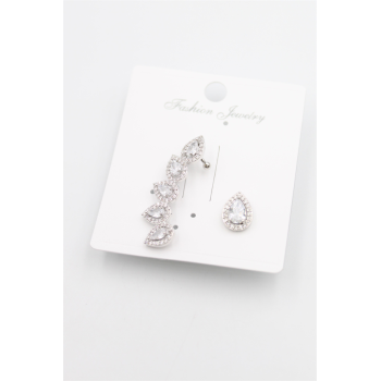 Taşlı Kıkırdak Küpe - Gümüş