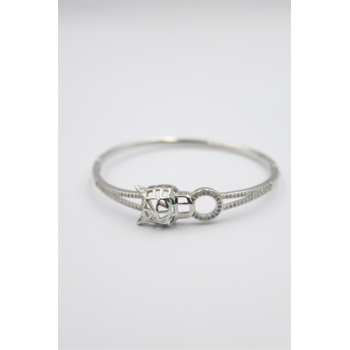 Taşlı Vip Bilezik - Gümüş