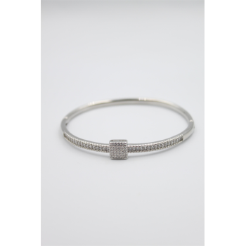 Taşlı Vip Bilezik - Gümüş