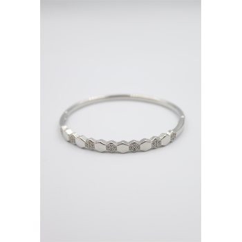 Taşlı Vip Bilezik - Gümüş