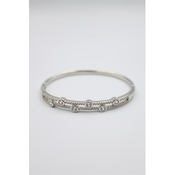 Taşlı Vip Bilezik - Gümüş
