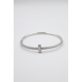 Taşlı Vip Bilezik - Gümüş