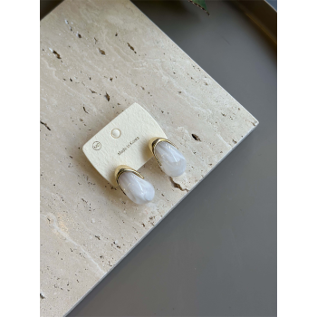 Taşlı Küpe - Beyaz