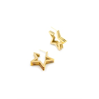 Yıldız Çelik Küpe - Altın