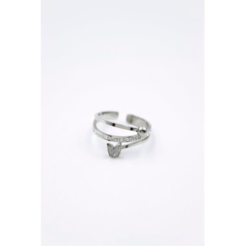 6lı Taşlı Kelebek Yüzük - Gümüş