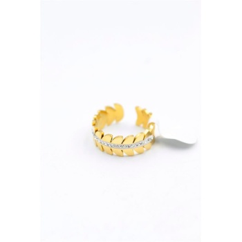 6lı Taşlı Yaprak Yüzük - Altın