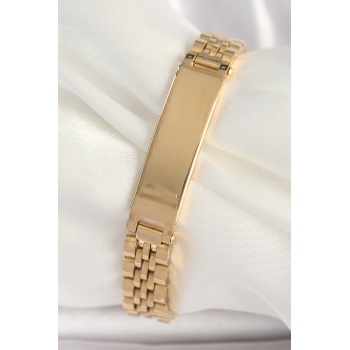 316L Çelik Gold Renk Zincir Künye Model Erkek Bileklik - TJ-EB3719