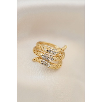Ayarlamalı Altın Renk Metal Zirkon Taşlı Yüzük - TJ-BYK2040