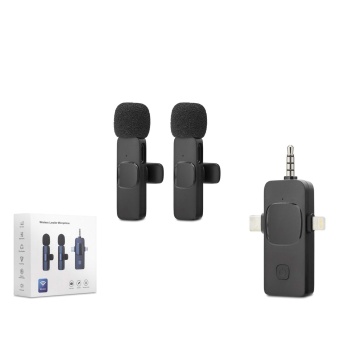 Kablosuz Çift Mikrofon 3.5 Mm + Type-C + Lıghtnıng Siyah HDX2782