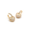 Taşlı Kalp Küpe - Altın