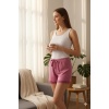 Bambu Fitilli Kadın Ev Şortu Bacak Dantel Detaylı Ev Giyim Fuşya