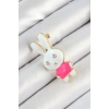 Zirkon Taş Detaylı Beyaz Ve Pembe 3D Tavşan Figürlü Kadın Broş - TJ-BR436