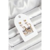 Pirinç Zirkon Taş Ve Kalp Figürlü Gold Renk 3lü Çift Kadın Küpe Set - TJ-BKP10650