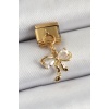 316L Çelik Sallantılı Zirkon Taşlı Fiyonk Model Gold Renk Nomination Charm - TJ-BC1400