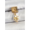 316L Çelik Sallantılı Zirkon Taşlı Deniz Kabuğu Ve Yıldız Model Gold Renk Nomination Charm - TJ-BC1436