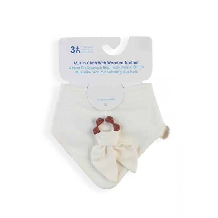 Silikon Diş Kaşıyıcılı Müslin Önlük 736 Ekru