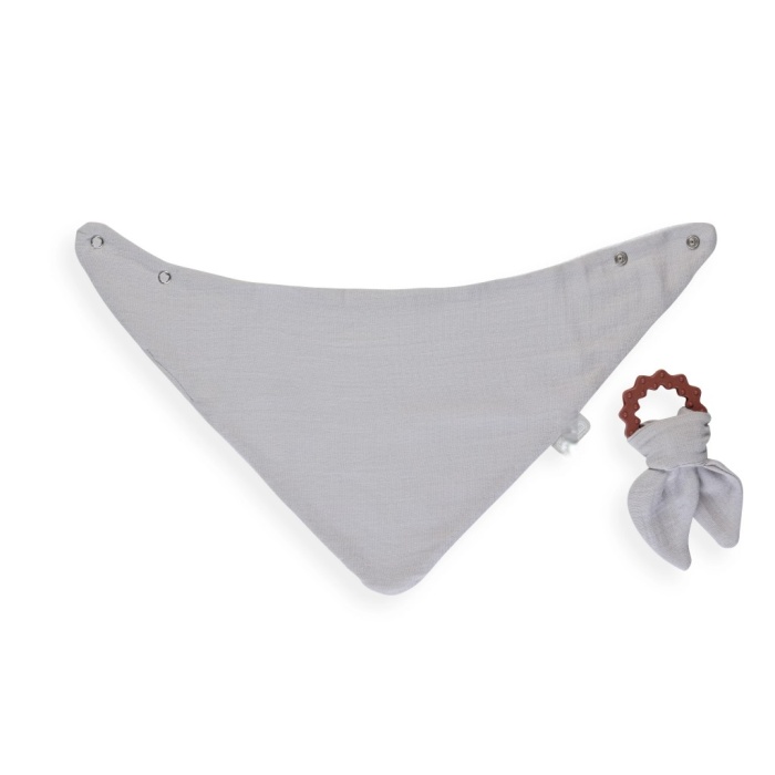 Silikon Diş Kaşıyıcılı Müslin Önlük 736 Gri