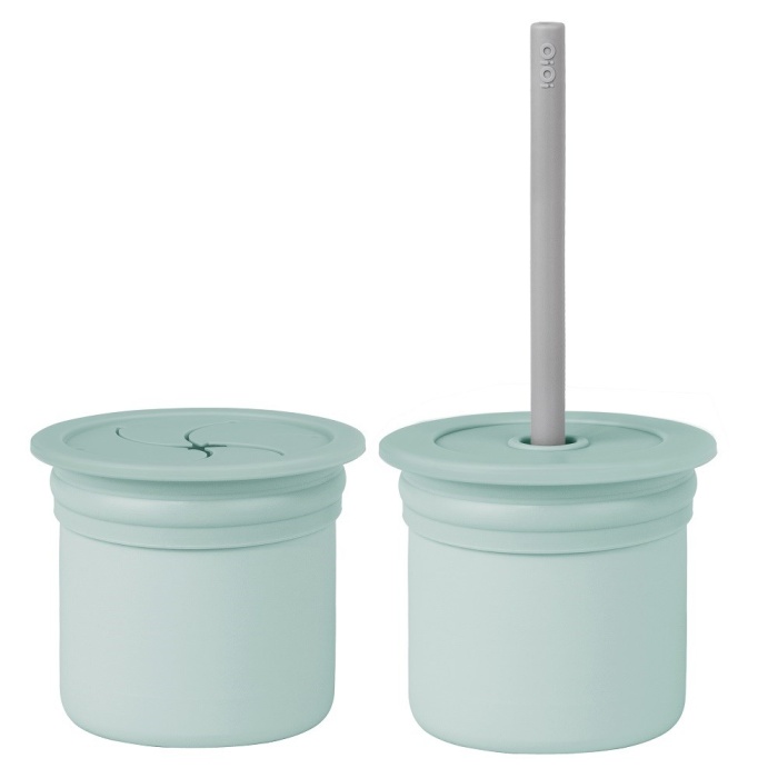 Ham+Hüp Pipetli Silikon Bardak Seti River Green / Powder Grey