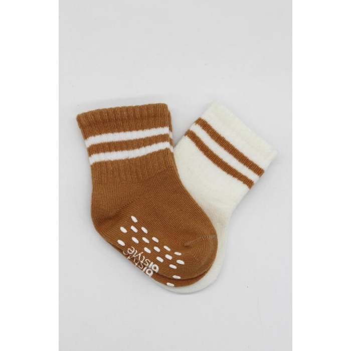 2Li Çemberli Kaymaz Soket Çorap 10125 Ekru Hardal