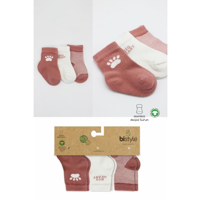 3Lü Penye Soket Çorap BS10110 Pudra