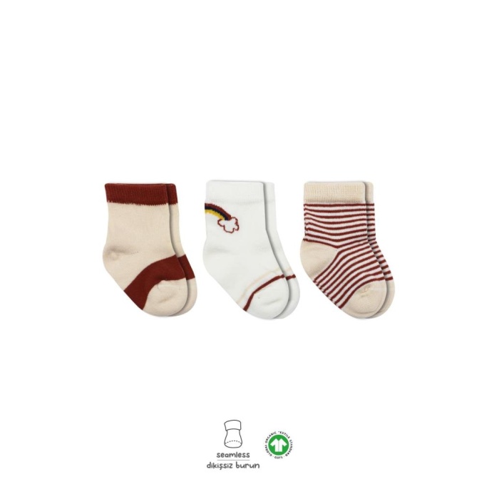 3Lü Penye Rainbow Soket Çorap BS10113 Kiremit