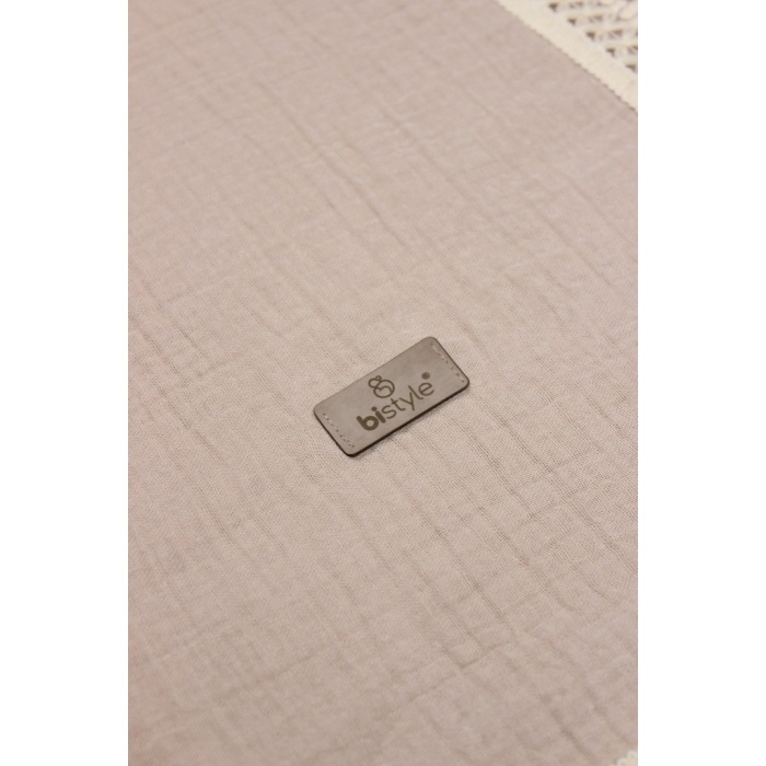 Organik Müslin 80x90 Fistolu Battaniye 70112 Bej