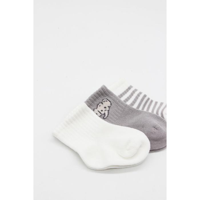 Elephant Boy 3lü Penye Soket Çorap 10135 Ekru