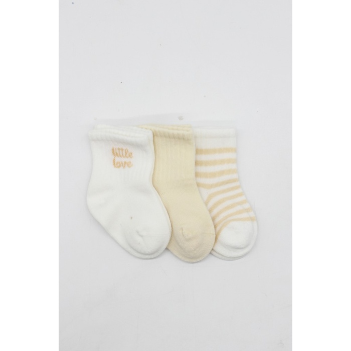 Little Love Girl 3lü Penye Soket Çorap 10137 Ekru
