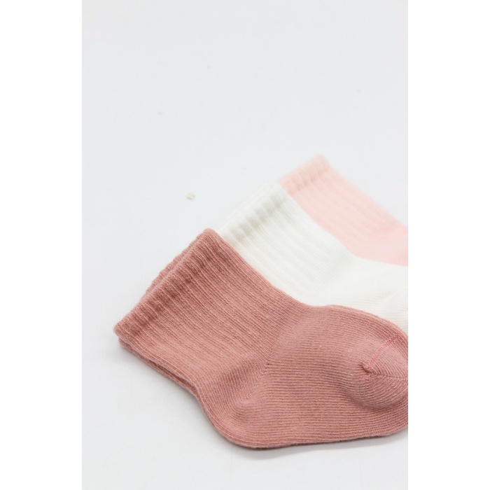 Cherry Girl 3lü Penye Soket Çorap 10138 Pudra
