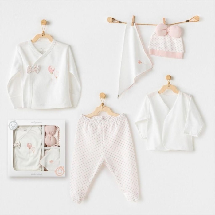 AC25550 Newborn Set Pınk Baloons 5Li Hastane Çıkışı Ekru