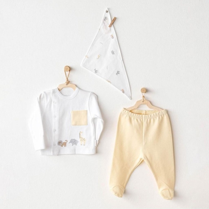 AC25807 Side Snap Set Little King 3Lü Zıbın Set Yellow