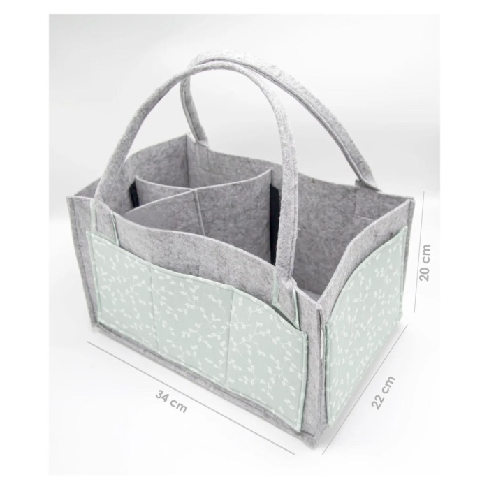  Keçe Anne Bebek Bakım Çantası 772 Yeşil Çiçek