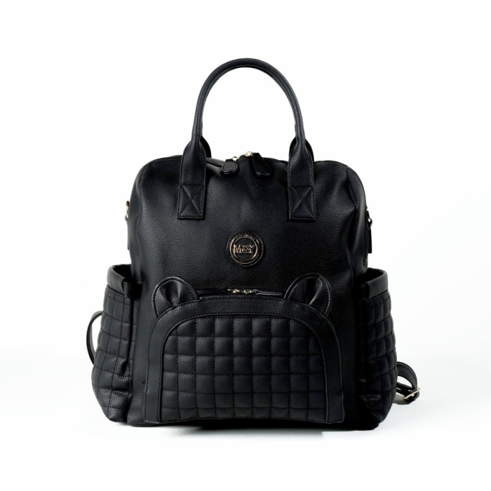 Kitty Deri Anne Bebek Bakım Sırt Çantası 7271 Siyah