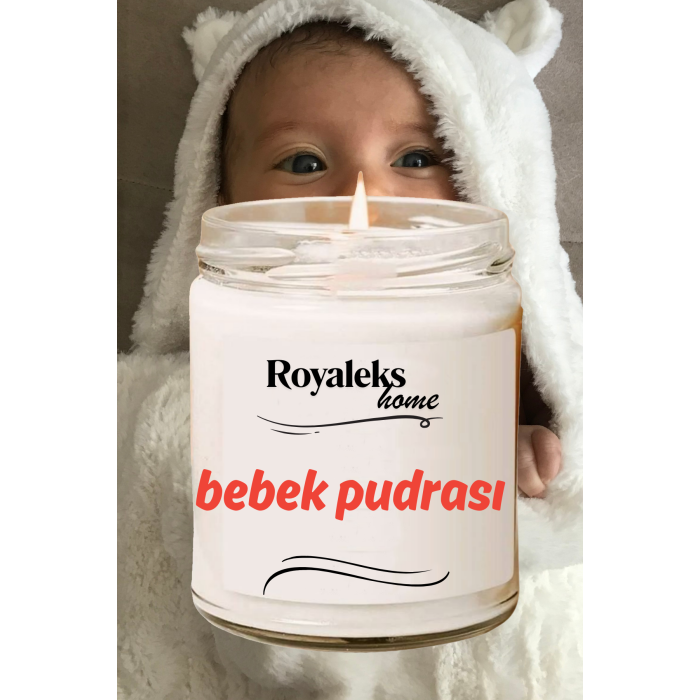 Doğal Özel Seri Kokulu Dekoratif Kavanoz Mum 210 cc - Bebek Pudrası - RYL