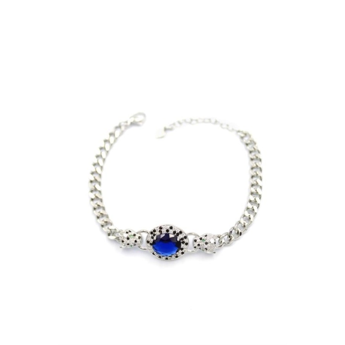 Zirkon Taşlı Leopar Bileklik - Gümüş