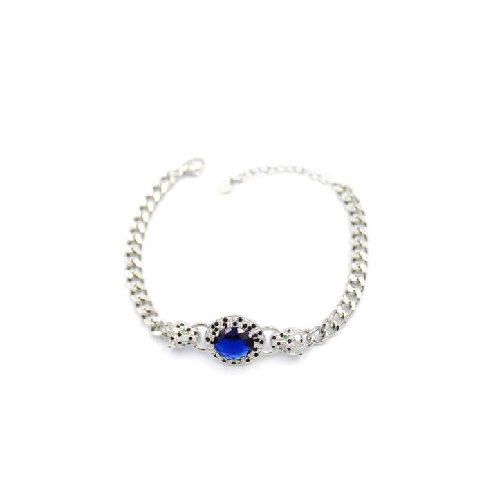 Zirkon Taşlı Leopar Bileklik - Gümüş