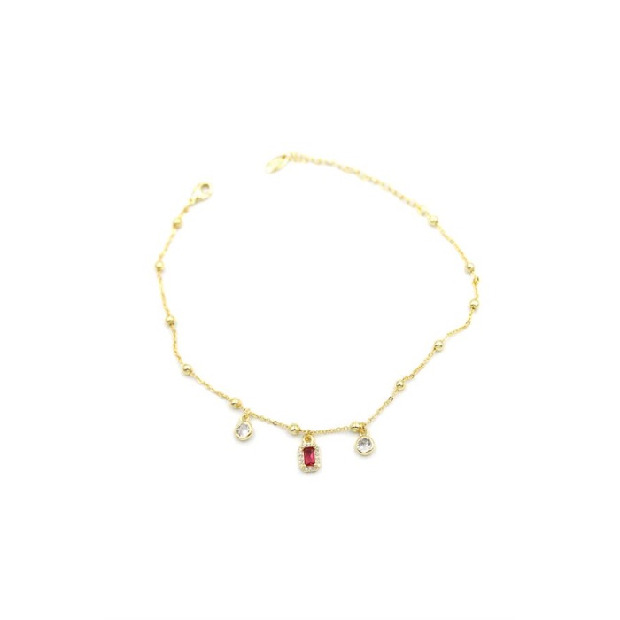 Renkli Taşlı Halhal - Kırmızı