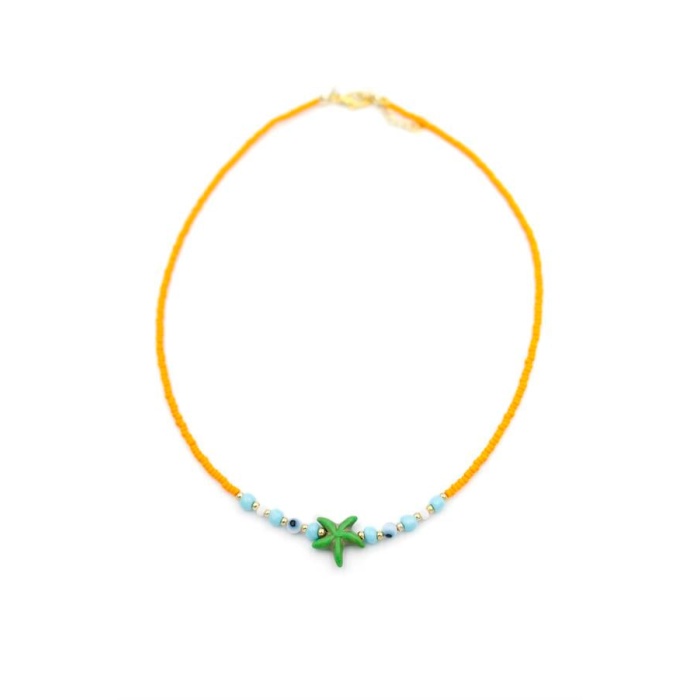 Boncuk Deniz Yıldzı Kolye - Turuncu
