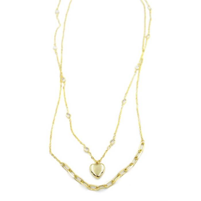 Kalp Kolye - 90cm - Altın