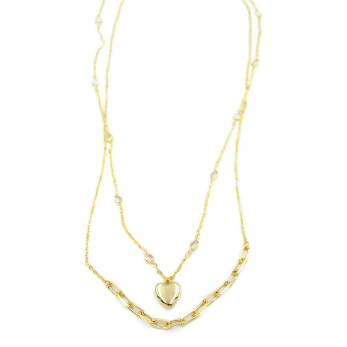 Kalp Kolye - 90cm - Altın