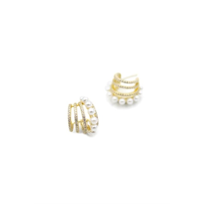 İncili Taşlı Küpe - Altın