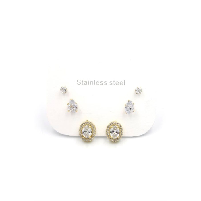 Çoklu Taşlı Küpe - Altın