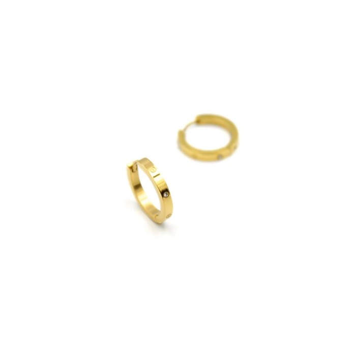 İnce Taşlı CRT Küpe - Altın