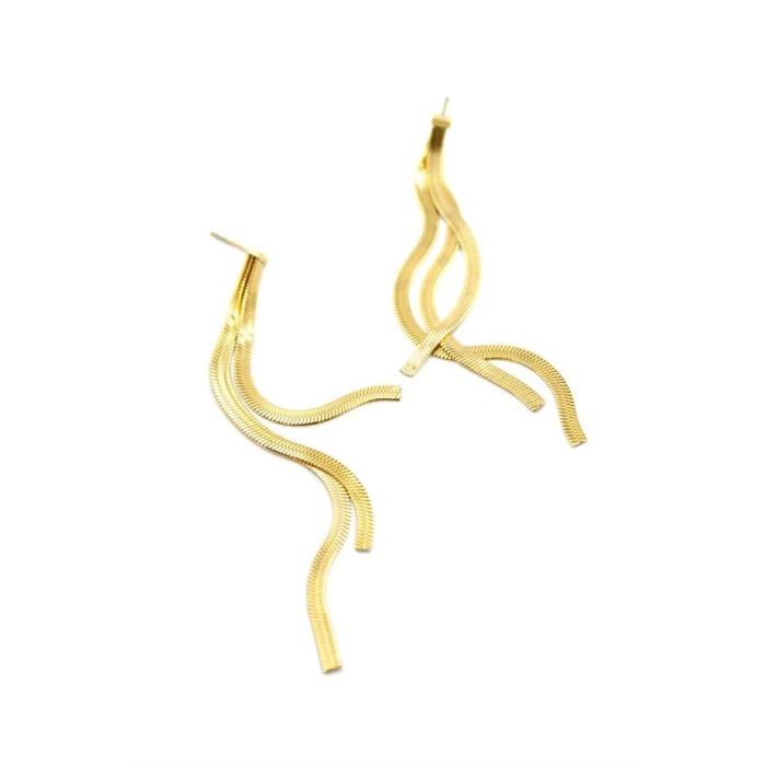 İtalyan Zincir Sallantılı Küpe - Altın