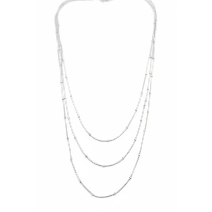 Top Boncuk Zincir Kolye - Gümüş