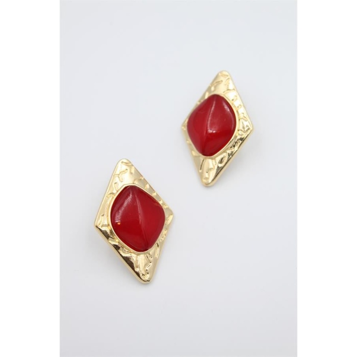 Üçgen Küpe - Kırmızı