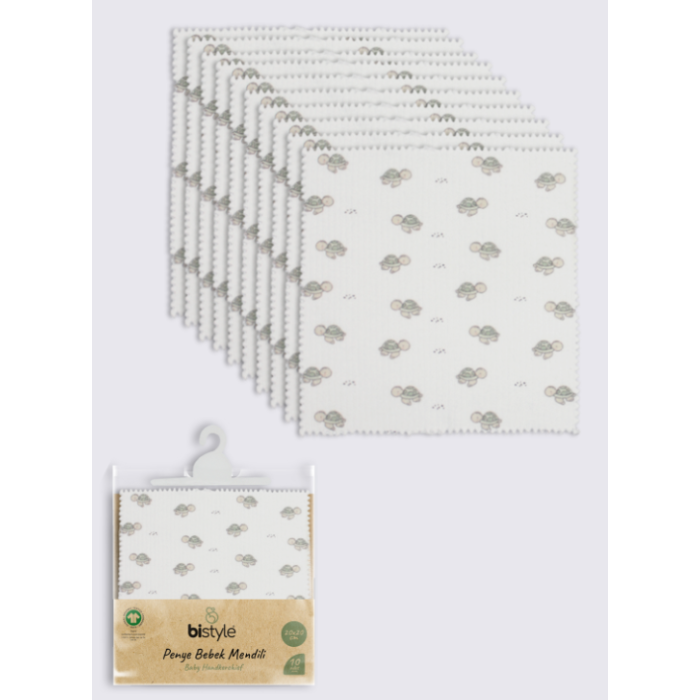 NessiWorld Tortoise 20x20 10Lu Penye Mendil 90163 Ekru