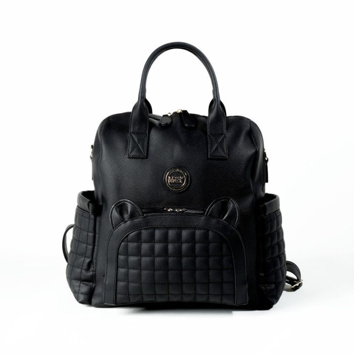 Kitty Deri Anne Bebek Bakım Sırt Çantası 7271 Siyah