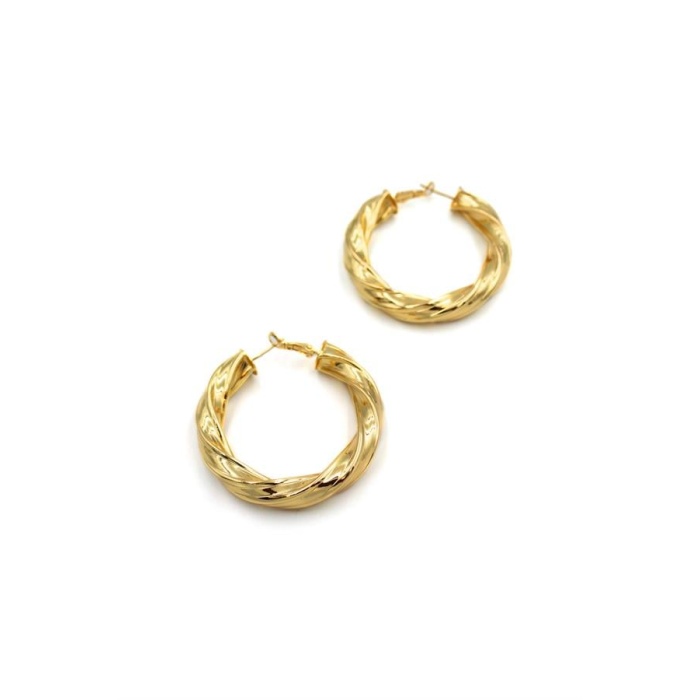 Metal Halka Küpe - Altın