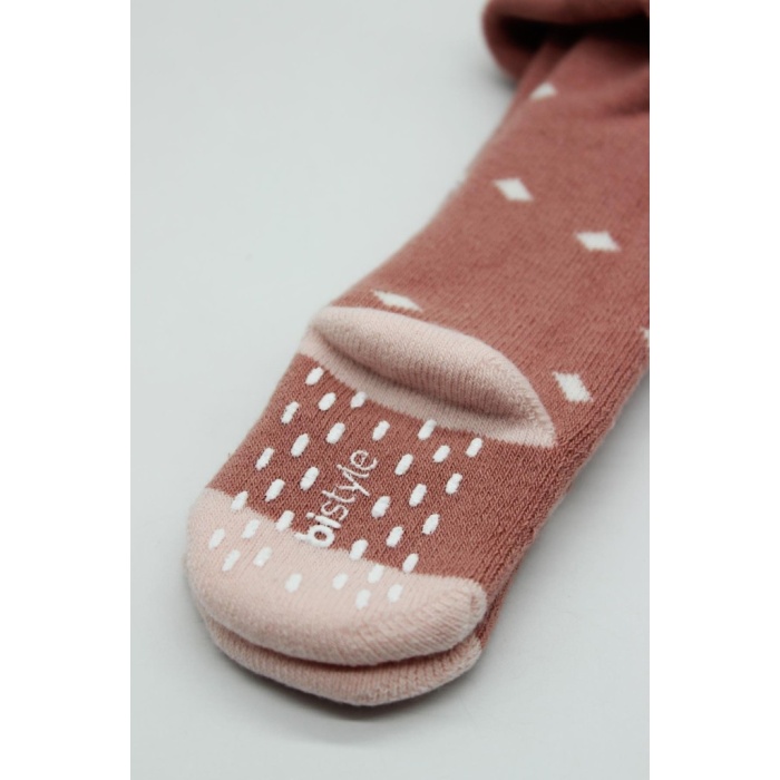 NessiWorld Tekli Puan Kaymaz Havlu Külotlu Çorap BS50502 Pudra